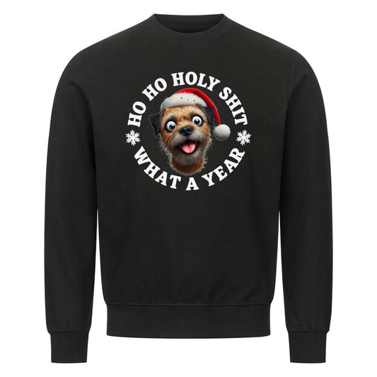 Premium Sweatshirt "Border Terrier - HO HO..." Schwarz – hunde-shirt.de