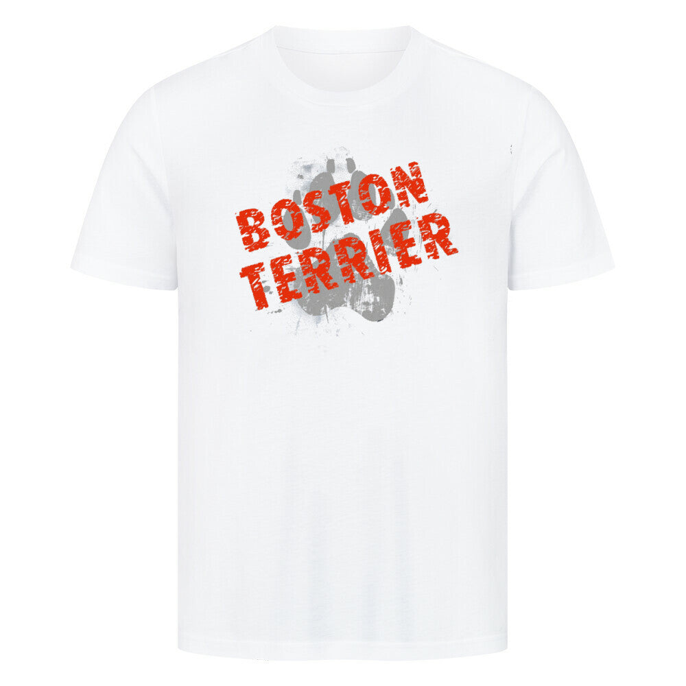 Premium T-Shirt "Boston Terrier - PAW" Weiß – hunde-shirt.de