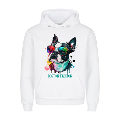 Premium Hoodie "Boston Terrier - Fashion" Weiß – hunde-shirt.de
