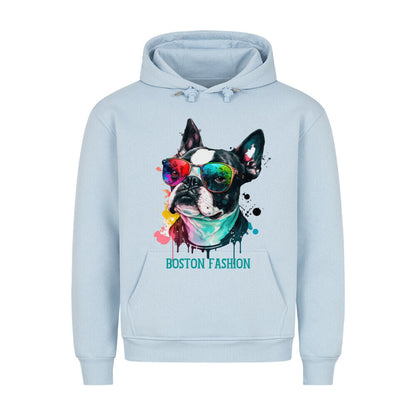 Premium Hoodie "Boston Terrier - Fashion" Babyblau – hunde-shirt.de