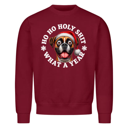 Premium Sweatshirt "Boxer - HO HO..." Burgunder – hunde-shirt.de