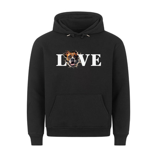 Premium Hoodie "Boxer - LOVE" Schwarz – hunde-shirt.de