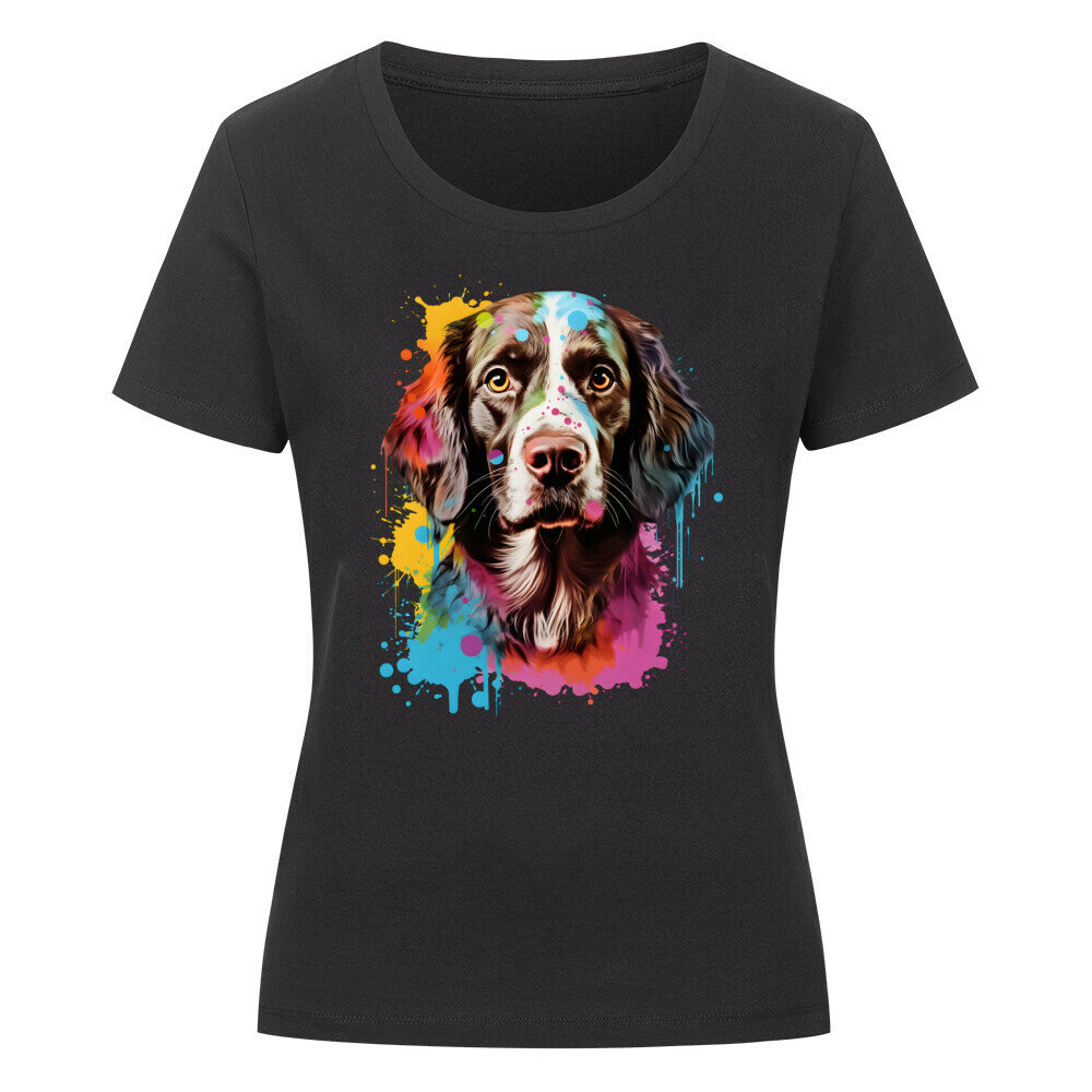 Premium Organic Damen-Shirt "Brittany Spaniel - Paint" Schwarz – hunde-shirt.de