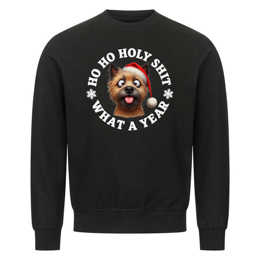 Premium Sweatshirt "Cairn Terrier - HO HO..." Schwarz – hunde-shirt.de
