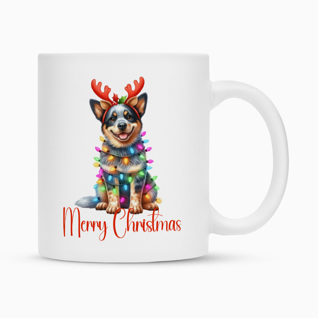 Tasse "Australian Cattle Dog - Funny Christmas" Weiß – hunde-shirt.de