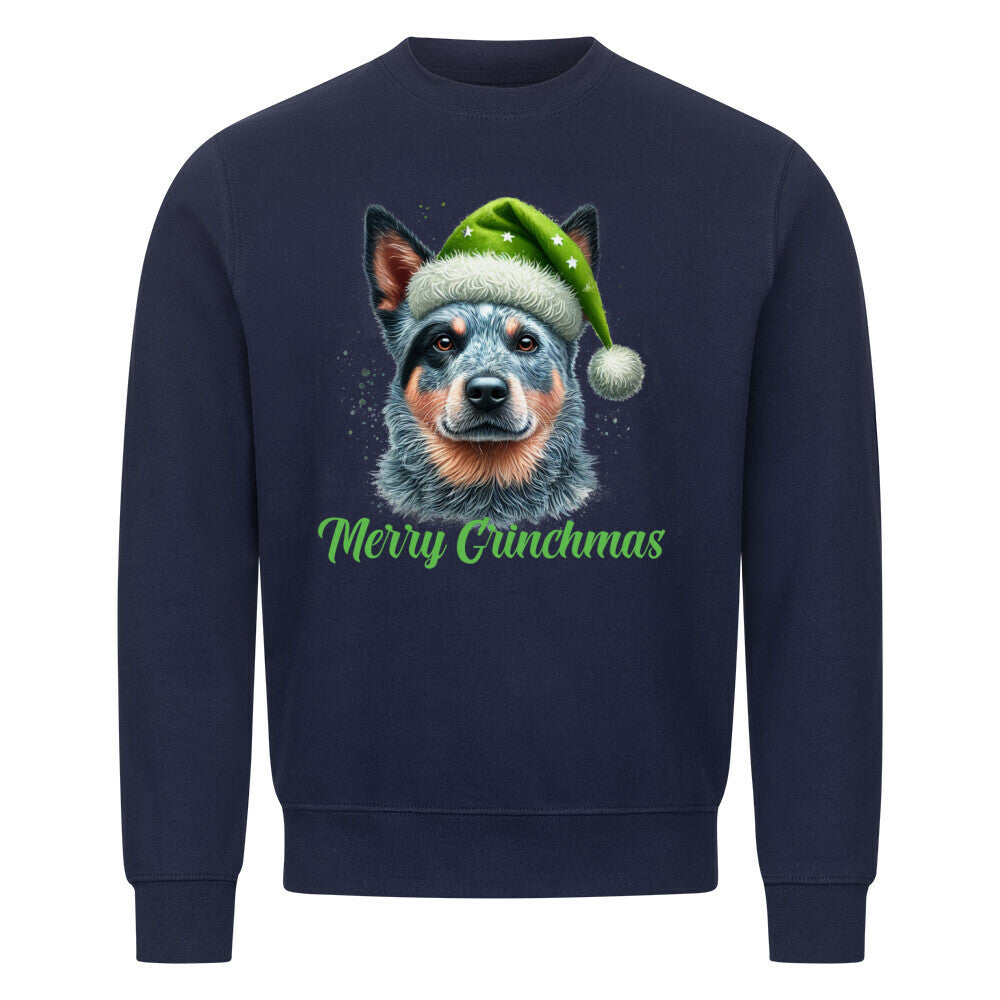 Premium Sweatshirt "Australian Cattle Dog - Merry Grinchmas" Navy Blue – hunde-shirt.de