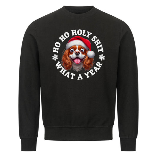 Premium Sweatshirt "Cavalier King Charles - HO HO..." Schwarz – hunde-shirt.de