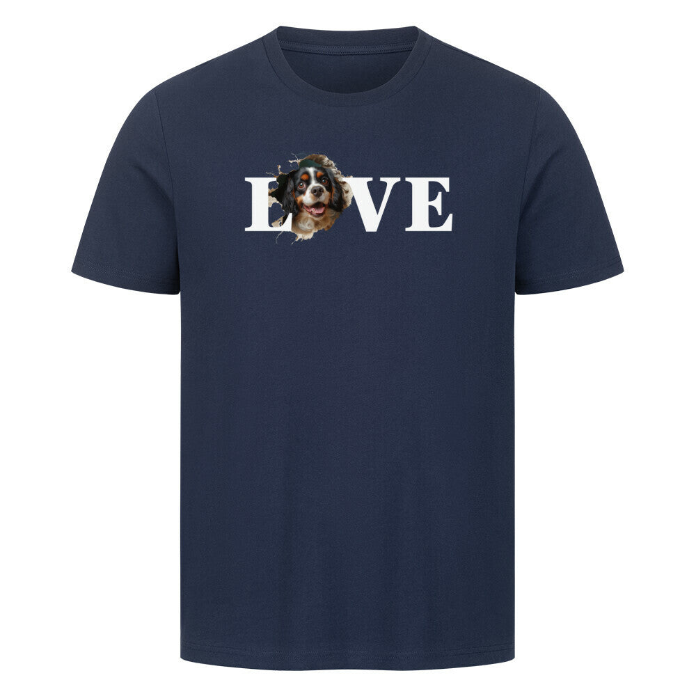 Premium T-Shirt "Cavalier King Charles ( dunkel ) - LOVE" French Navy – hunde-shirt.de