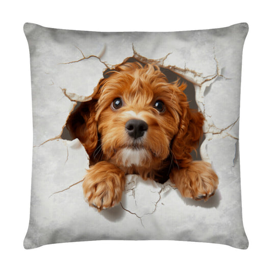 Kissen "Cavapoo - Look" Weiß – hunde-shirt.de