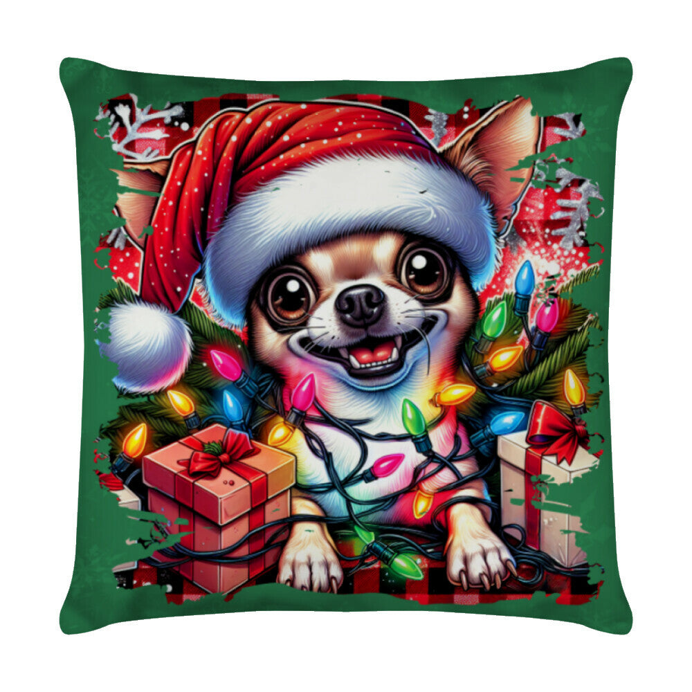 Kissen "Chihuahua - Funny Christmas" Weiß – hunde-shirt.de