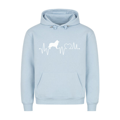 Premium Hoodie "Collie - Heartbeat" Babyblau – hunde-shirt.de