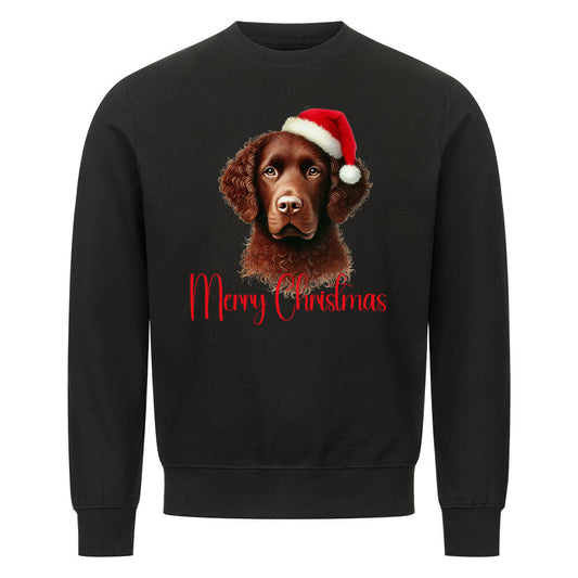 Premium Sweatshirt "Curly Coated - Merry Christmas" Schwarz – hunde-shirt.de