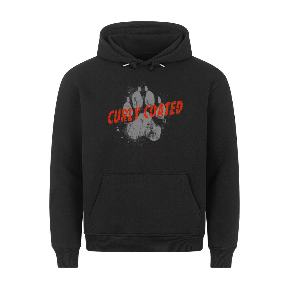 Premium Hoodie "Curly Coated Retriever - PAW" Schwarz – hunde-shirt.de