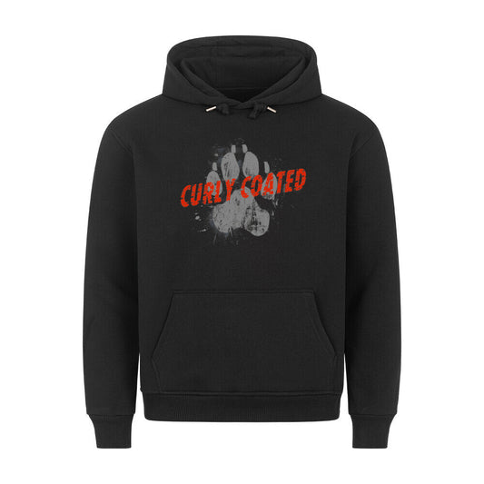Premium Hoodie "Curly Coated Retriever - PAW" Schwarz – hunde-shirt.de