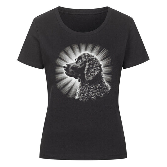 Premium Organic Damen-Shirt "Curly Coated Retriever - Bright" Schwarz – hunde-shirt.de