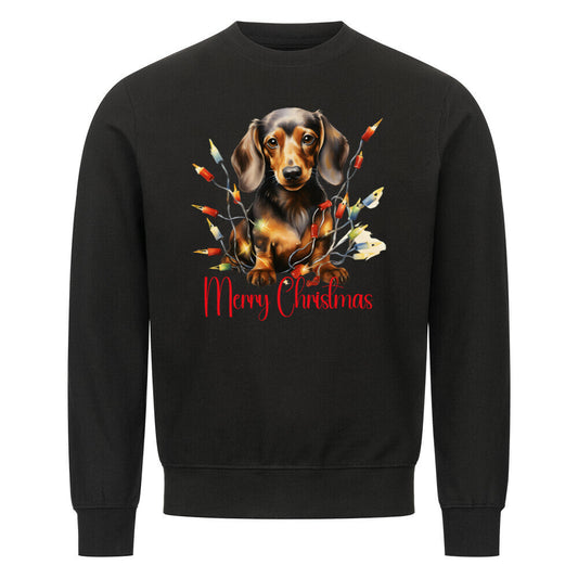 Premium Sweatshirt "Dackel - Merry Christmas" Schwarz – hunde-shirt.de