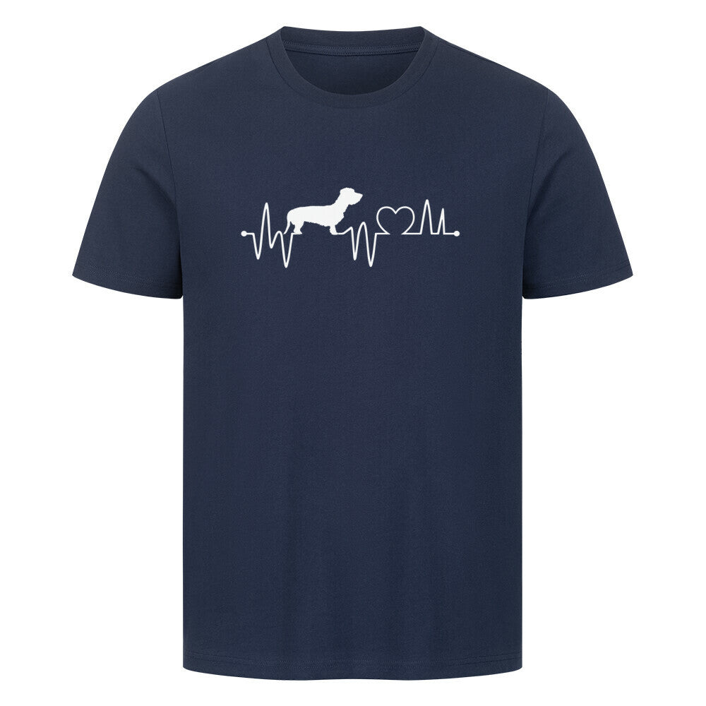 Premium T-Shirt "Dackel ( Rauhaar ) - Heartbeat" French Navy – hunde-shirt.de