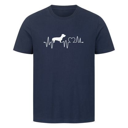Premium T-Shirt "Dackel ( Rauhaar ) - Heartbeat" French Navy – hunde-shirt.de