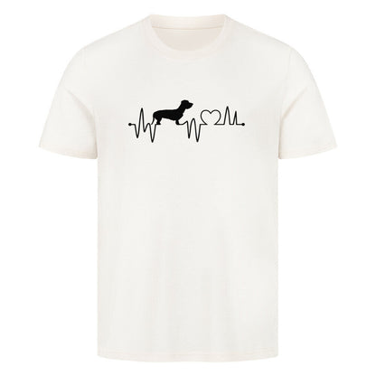 Premium T-Shirt "Dackel ( Rauhaar ) - Heartbeat" Natural Raw – hunde-shirt.de
