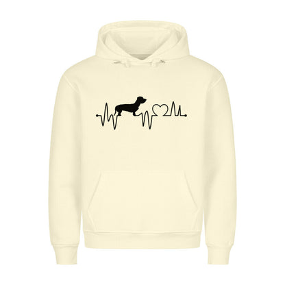 Premium Hoodie "Dackel ( Rauhaar ) - Heartbeat" Beige – hunde-shirt.de