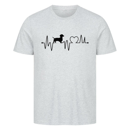 Premium T-Shirt "Dackel - Heartbeat" Heather Grey – hunde-shirt.de