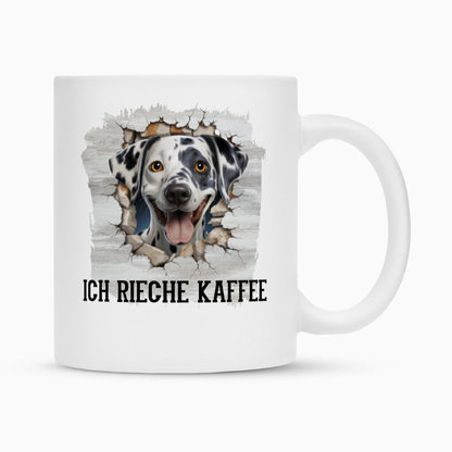 Tasse "Dalmatiner - Ich rieche..." Weiß – hunde-shirt.de