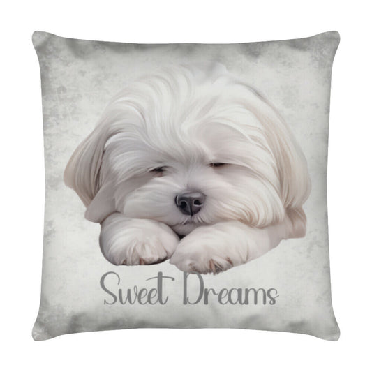 Kissen "Coton de Tuléar - Sweet Dreams" Weiß – hunde-shirt.de