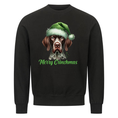Premium Sweatshirt "Deutsch Kurzhaar - Merry Grinchmas" Schwarz – hunde-shirt.de