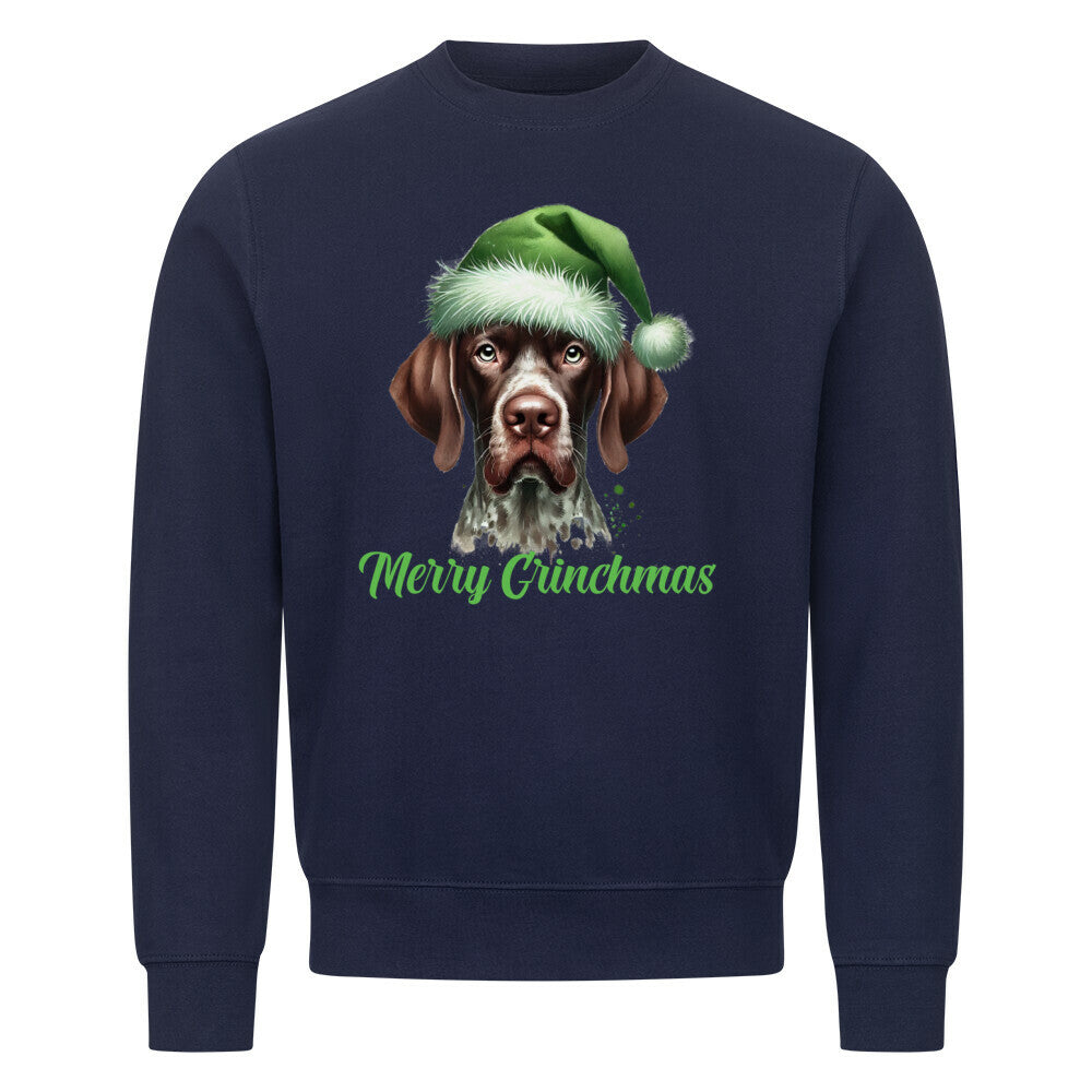 Premium Sweatshirt "Deutsch Kurzhaar - Merry Grinchmas" Navy Blue – hunde-shirt.de