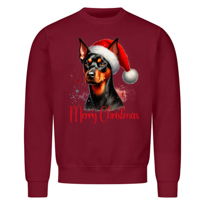 Premium Sweatshirt "Deutscher Pinscher - Merry Christmas" Burgunder – hunde-shirt.de