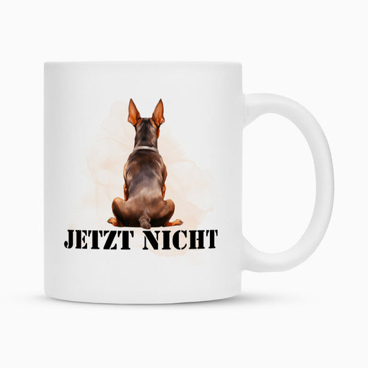 Tasse "Dobermann - JETZT NICHT" Weiß – hunde-shirt.de