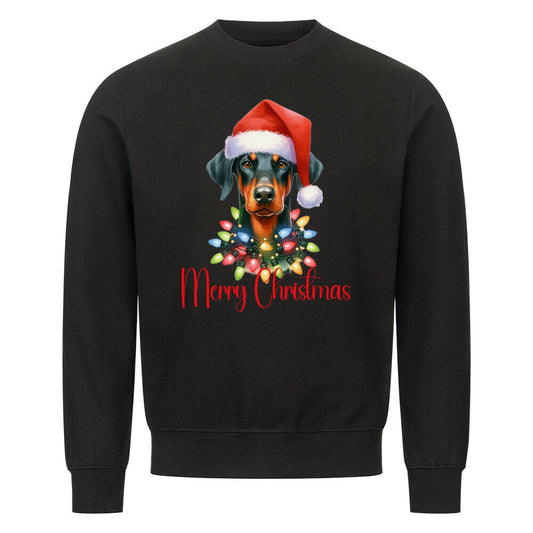 Premium Sweatshirt "Dobermann - Merry Christmas" Schwarz – hunde-shirt.de