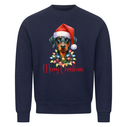 Premium Sweatshirt "Dobermann - Merry Christmas" Navy Blue – hunde-shirt.de