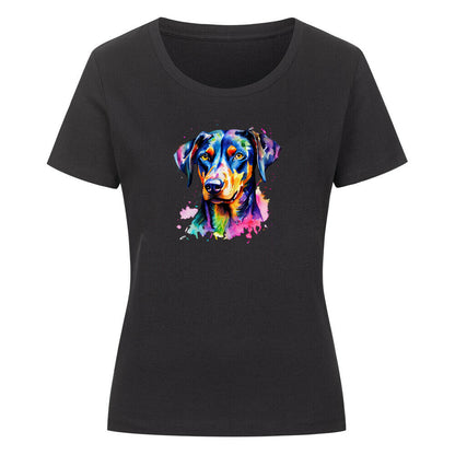 Premium Organic Damen-Shirt "Dobermann - Splash" Schwarz – hunde-shirt.de