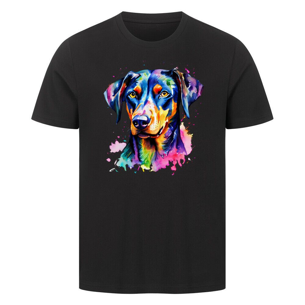 Premium T-Shirt "Dobermann - Splash" Schwarz – hunde-shirt.de
