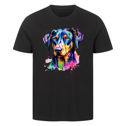 Premium T-Shirt "Dobermann - Splash" Schwarz – hunde-shirt.de