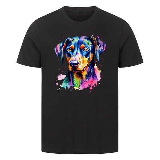 Premium T-Shirt "Dobermann - Splash" Schwarz – hunde-shirt.de