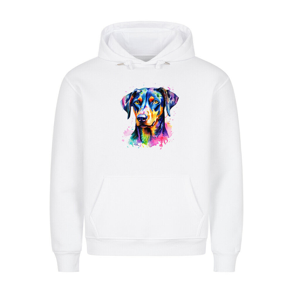 Premium Hoodie "Dobermann - Splash" Weiß – hunde-shirt.de