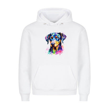 Premium Hoodie "Dobermann - Splash" Weiß – hunde-shirt.de