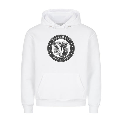 Premium Hoodie "Dobermann - Agressive" Weiß – hunde-shirt.de