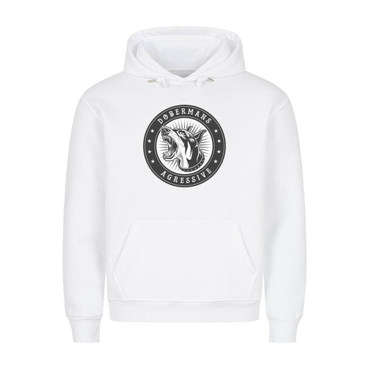 Premium Hoodie "Dobermann - Agressive" Weiß – hunde-shirt.de