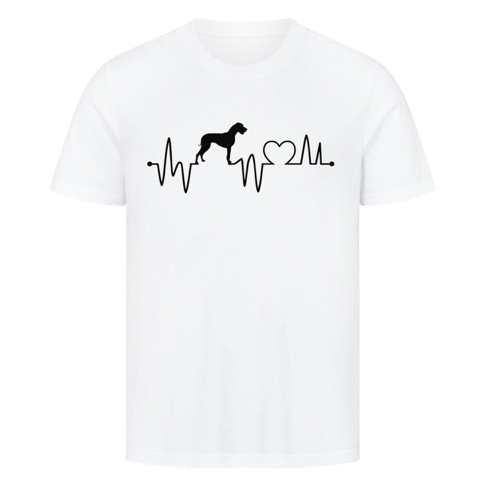 Premium T-Shirt "Deutsche Dogge - Heartbeat" Weiß – hunde-shirt.de