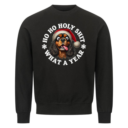 Premium Sweatshirt "English Cocker - HO HO..." Schwarz – hunde-shirt.de
