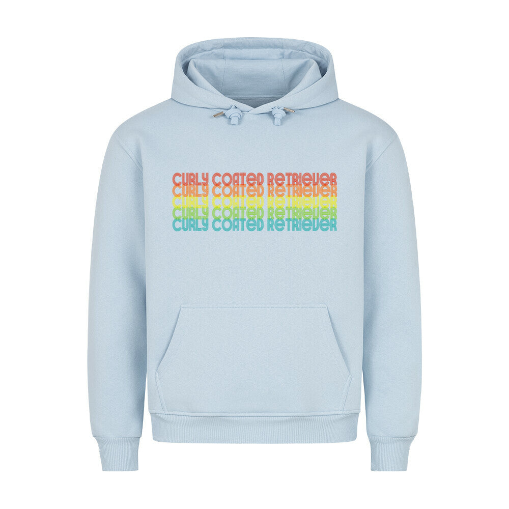 Premium Hoodie "Curly Coated Retriever - RETRO" Babyblau – hunde-shirt.de