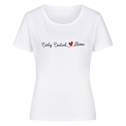 Premium Organic Damen-Shirt "Curly Coated - Mama" Weiß – hunde-shirt.de