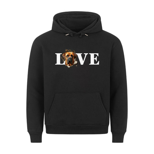 Premium Hoodie "English Mastiff - LOVE" Schwarz – hunde-shirt.de