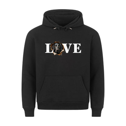 Premium Hoodie "Flat Coated Retriever - LOVE" Schwarz – hunde-shirt.de
