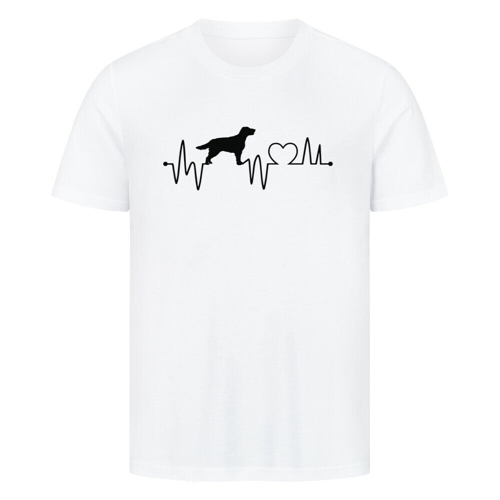 Premium T-Shirt "Flat Coated Retriever - Heartbeat" Weiß – hunde-shirt.de