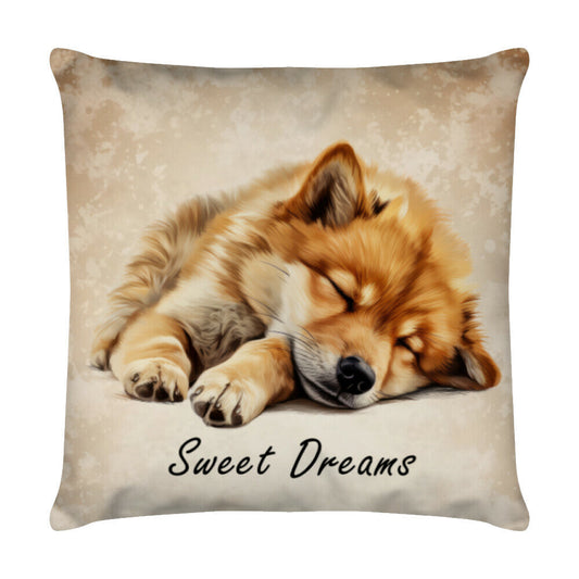 Kissen "Finnischer Spitz - Sweet Dreams" Weiß – hunde-shirt.de