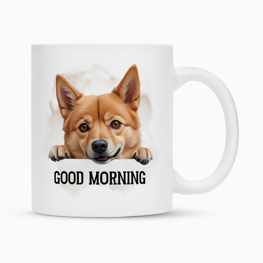 Tasse "Finnischer Spitz - Good Morning" Weiß – hunde-shirt.de